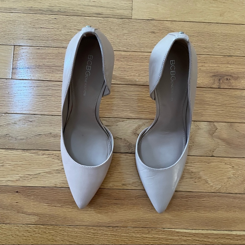 BCGeneration nude patent leather stiletto pointed heels size 7